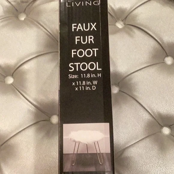 Bella Villa Living Faux Fur Foot Stool. NEW IN BOX - Picture 2 of 7
